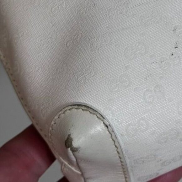 Vintage GUCCI White GG Monogram Coated Canvas Small Shoulder Crossbody Bag - Picture 11 of 16